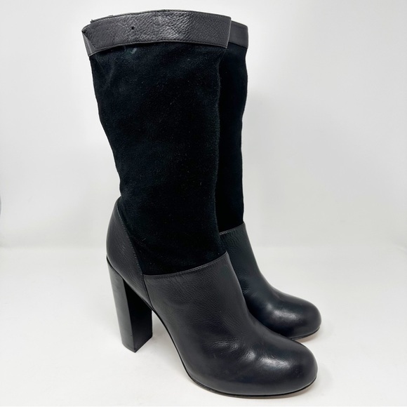 Rachel Zoe Leather Claudia Slouch Heeled Boots - Picture 1 of 13